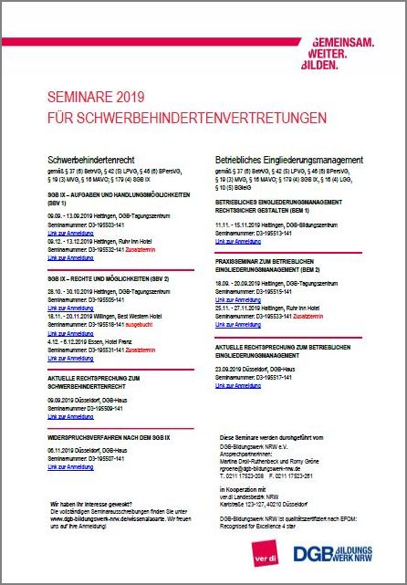 Seminare Für Die Schwerbehindertenvertretung (SBV)